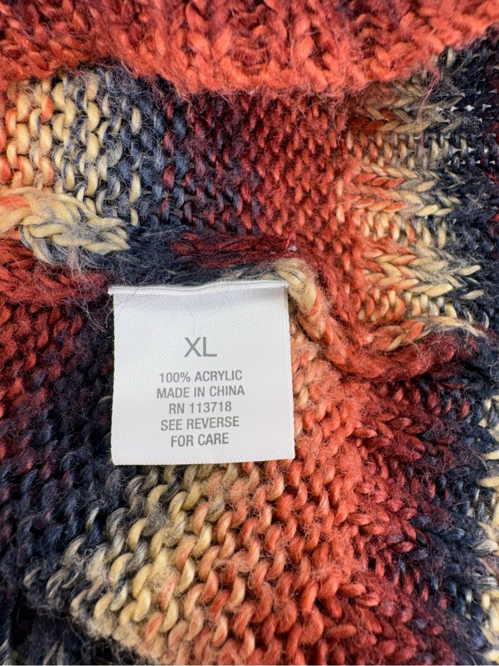 Roz & Ali Rust Navy Cream Striped Toggle Hooded Cardigan Sweater 4601 - Picture 6 of 10